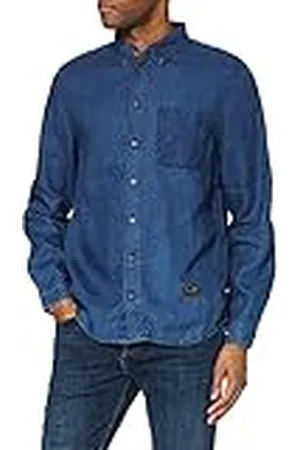 Kings of Indigo Mäns Enda Pocket Casual Shirt, Blå (mörk indigo linne 1000), M