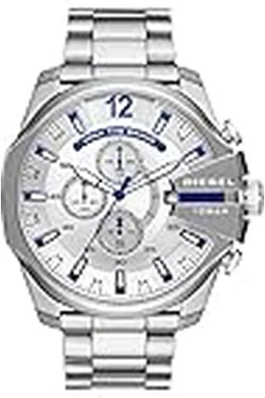 Diesel Klocka för män Mega Chief, kvartsrörelse, 59 mm silver rostfritt stålfodral med rostfritt stålrem, DZ4477