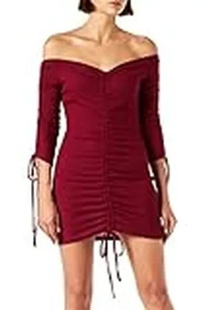 NEON COCO Kvinnor off-the-shoulder ribbad snörning bodycon klänning fest