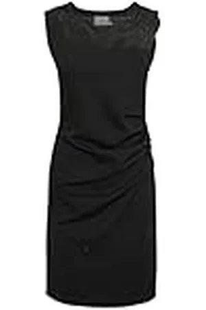 Kaffe Kvinnors Cocktail Dress Round Neck Lace Detalj Ovan Knee Length Sleeveless, Damklänning, Svart Deep, , S