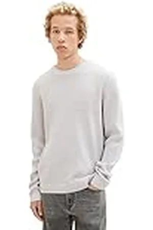 TOM TAILOR Herr crew neck stickad tröja med struktur, , M
