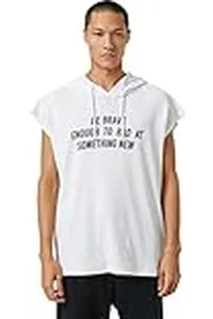 Koton Herr basic huvtröja sport överdimensionerad t-shirt slogan tryckt ärmlös, , XXL