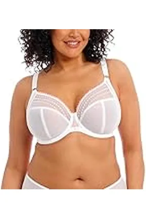 Elomi Matilda Plunge-BH för kvinnor Tredelade kupor med genomskinliga nät, sidopaneler, flyttbar J-krok för racerback, DD+., , 90L