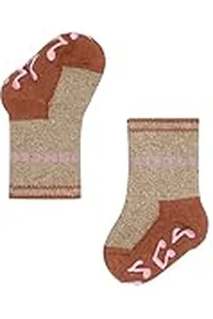 Falke Unisex Baby Little Dancer hållbar bomull med mönster och halkfria noppor 1 par strumpor, beige (Cake 4072), 62–68