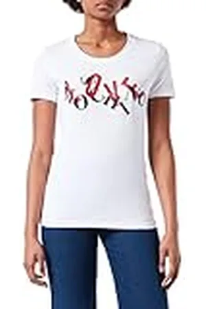 Moschino T-shirt för kvinnor hängande märkestryck, , 46 SE