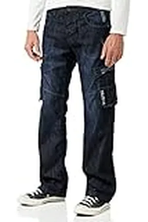 Enzo Lös passform jeans för män, Blå (Dark Stonewash Dsw), 44W x 30L