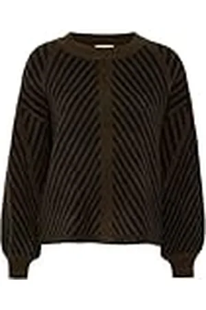 Kaffe Dam pullover vanlig passform långa ärmar Crew Neck randig stickad dam, , XS