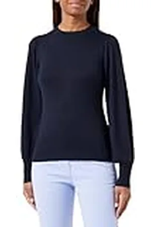 Kaffe Kvinnors tröja Crew Neck lätt stickad lång biskopärm vanlig passform, , L