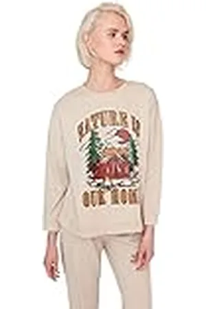 Trendyol Dam grafisk stickad pyjamas set (förpackning med 2), , XS