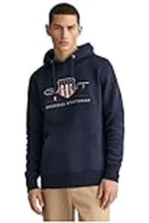 GANT Herr REG Archive Shield huvtröja huvtröja, Evening Blue, standard, , 5XL