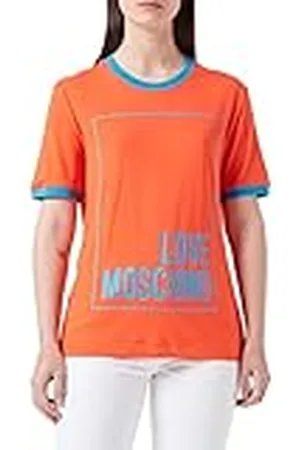 Moschino Bomullströja för kvinnor med logotypbox tryck t-shirt, , 38