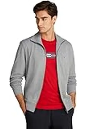Tommy Hilfiger Herr ESSENTIAL TERRY ZT STAND COLLAR MW0MW38084 tröja med dragkedja, grå, S, , S
