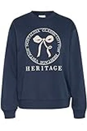 Kaffe Dam tröja uttalande tryck Crew Neck långärmad normal passform dam, , M