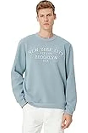 Koton Män College tryckt crew neck långärmad sweatshirt, , XL
