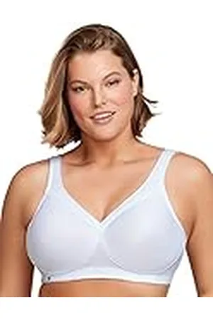 Glamorise Sport-bh för dam, MagicLift, sömlös, bygellös, plusstorlek, 1006, Vitt, 100G