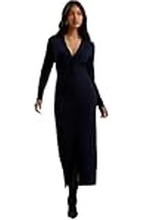 Ted Baker Dam Wmk-elmhaa-ribbad stickad V-ringad maxi cardigan tröja, , 38 SE