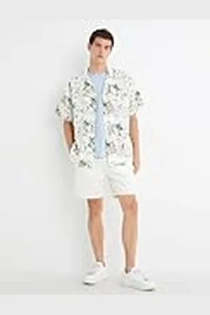 Koton Herr denimshorts elastisk midja knäppt ficka detaljerad vikt ben, , 31