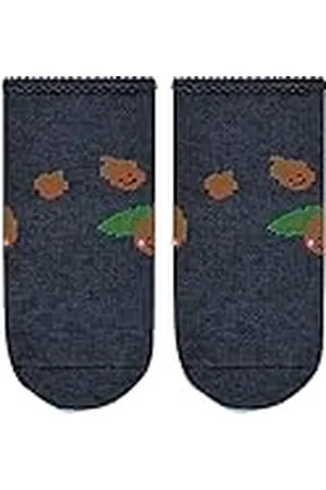 Falke Unisex Baby Cosy Acorn hållbar biologisk bomull med mönster och halkfria noppor 1 par strumpor, blå (Blue Mel. 6875), 62–68