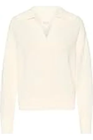 Part Two Kvinnors tröja V-notch neck Johnny krage Casual Fit Rib Knit, , XL