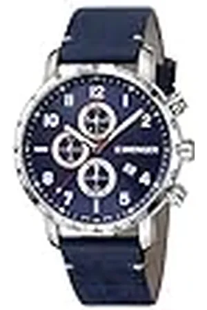 Wenger Herrarmbandsur Attitude kronograf Ø 44 mm, Swiss Made, analog kvarts, vattentät upp till 100 m, läderarmband, , Band
