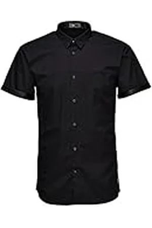 JACK & JONES Herr Slim Fit-skjorta kortärmad i vita och svarta färger S-XL, , M