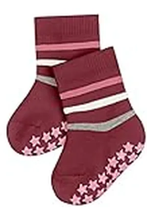Falke Unisex baby multi stripe bomull tjockt mönster varm färgglad randig med noppor på sulan och plysch 1 par tofflor, röd (Ruby 8830), 62–68