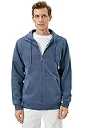 Koton Herr basic dragkedja ficka detalj huvtröja sweatshirt, , XXL