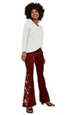 Joe Browns Dammode blommigt broderat Kick Flare Stretch Cord byxor, normal passform, orange, UK 16, , 42 SE