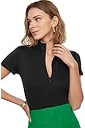 Trendyol Enkel dragkedja för kvinnor detaljerad stickad bodysuit, , M