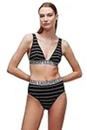 Karl Lagerfeld Damlogotyp Rib Lurex Plunge Triangle BH, svart/silver, S