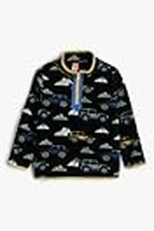 Koton Pojkar hög hals halv dragkedja långärmad tryckt detalj borstad interiör sweatshirt, , 2-3 år
