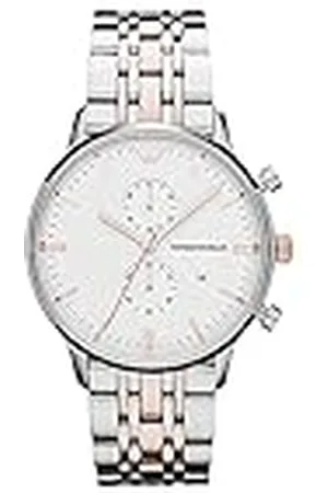 Emporio Armani Herrklocka, kronografverk med 2 urtavlor och boettstorlek 43 mm med armband i rostfritt stål, läder eller silikon, ,43MM