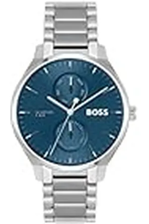 HUGO BOSS Herr analog kvartsklocka med rostfritt stålrem 1514106, BLÅ