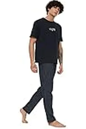 Trendyol Män 2-pack motto kortärmad lounge/hem vanlig pyjamasset, , XXL