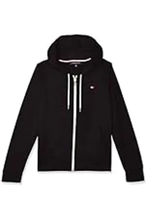 Tommy Hilfiger Fransk frotté dragkedja huvtröja – solid huvtröja med huva, , XL.