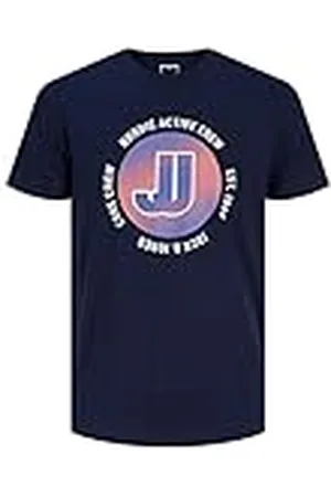JACK & JONES Herr JCOARC Logo Tee SS Crew Neck T-shirt, Navy Blazer, L, , L