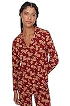 Trendyol Kvinnor djurtryck knapp detaljerad mitten stickad skjorta byxor pyjamas set, , XS