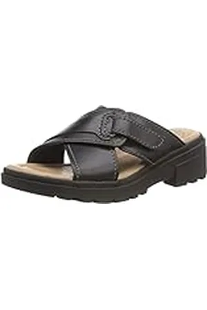 Clarks Coast Cross Slide Sandal, Black Leather, 40 EU, , 40 EU