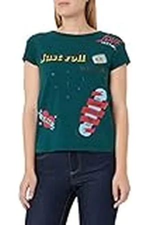 Moschino Dam boxy fit korta ärmar bara rulle med it tryck t-shirt, , 44