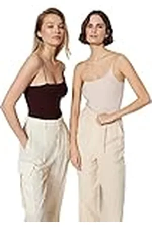 Trendyol Dam vanlig stickad kroppsdräkt, beige/brun, M, , M