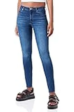 7 for all Mankind Kvinnors HW Skinny Slim Illusion med Raw Cut Jeans, , normal