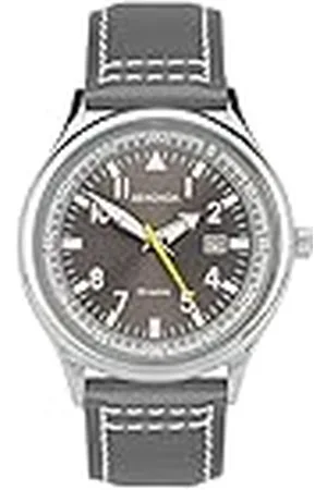Sekonda Herrklocka 42 mm pilotstil med analog display datumfönster och läderrem 50 m vattentålig, , armband