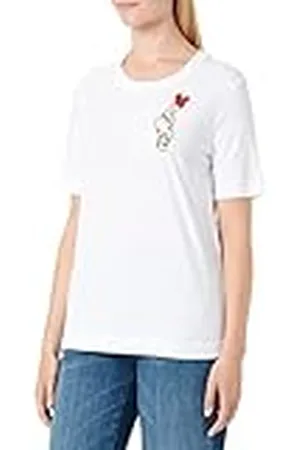 Moschino Dam regular fit korta ärmar med hjärta Olografiskt tryck T-shirt, , 42