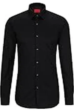 HUGO BOSS Herr Kenno Slim Fit skjorta av bomull med stack-logotyper av jacquard, , 39