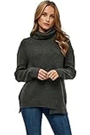 DESIRES Dam Daliah stickad rollneck, Beluga Green Melange, XXL, Beluga grön melange, XXL
