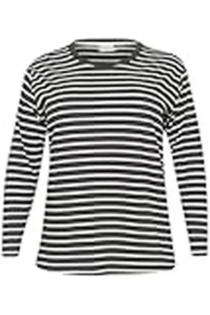 Kaffe Plus-storlek dam långärmad t-shirt normal passform Crew Neck, , L Stor