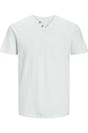 JACK & JONES Herr Grund T-Shirt V-hals Kortärmad Jersey Bomull Skjorta med knappar JJESPLIT, Color: , Size:L