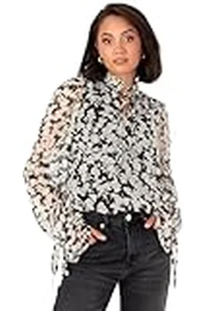 Lovedrobe Dam tie-neck blus damer smart casual topp långärmad volang manschetter blommigt tryck nyckelhål fluga detalj kontorskläder, 10, , 36 SE