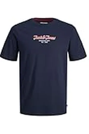 JACK & JONES JJHENRY Tee SS Crew Neck, Navy Blazer/tryck: , XS