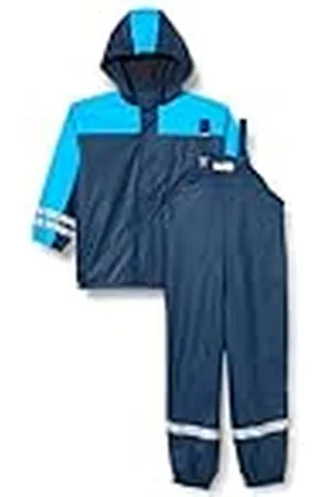 Playshoes Unisex barn regndräkt med fleecefoder varm vattentät lera dräkt regnkläder, marinblå, 116